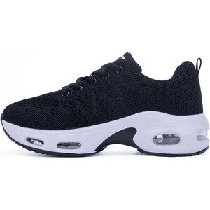 Women's Black/White Running Shoes Tennis Athletic Gym Walking Fashion Sneakers